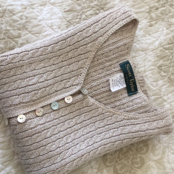 SCOTT TAYLOR Knit Sweater Vest MotherPearl buttons - Picture 2 of 8